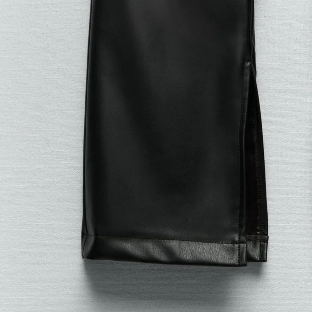 Zara Black Flare Leather Pants